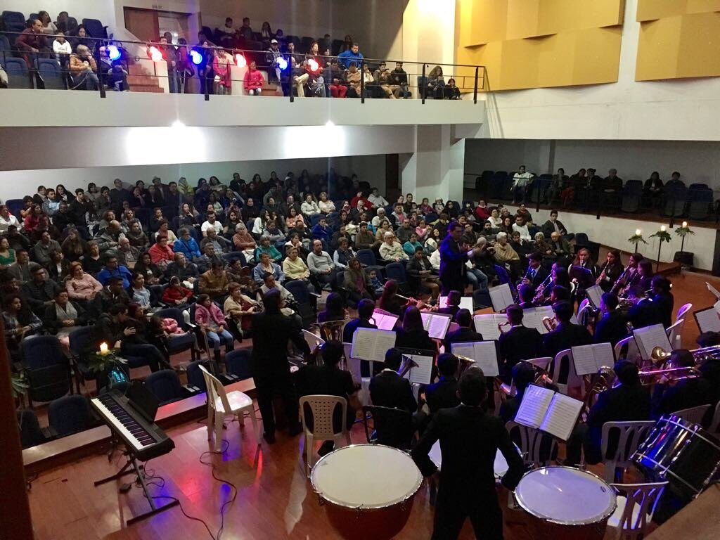Banda Sinfónica Juvenil de Paipa en el Auditorio Pablo Solano, en el II Festival Itinerante de Coros Sacros. Foto| Alcaldía de Paipa